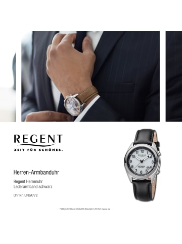 Regent Armbanduhr-Analog schwarz mittel (ca. 37,6mm) Regent Lederarmband