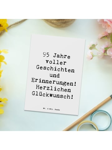 Mr. & Mrs. Panda Postkarte Spruch 95. Geburtstag mit Spruch in Weiß