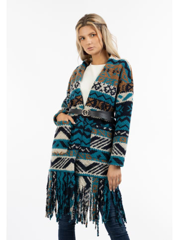 IZIA Damen Cardigan in Türkis Mehrfarbig