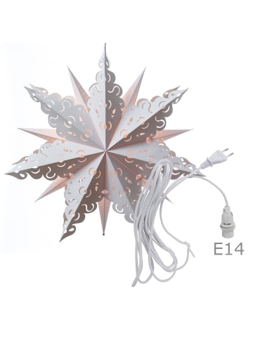 MARELIDA Papierstern Crystal Leuchtstern inkl. Kabel D: 62cm in weiß