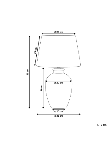 Beliani Tischleuchten ARCOS in Grau/Weiß - (W) 33 x (H) 55 x (L) 33 cm
