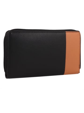 Greenburry Nappa Geldbörse RFID Schutz Leder 19.5 cm black-tan