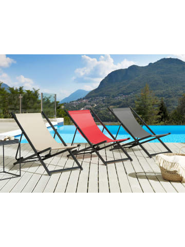 Beliani Gartenliege LOCRI II in Beige/Schwarz - (W) 60 x (H) 79 x (L) 95 cm