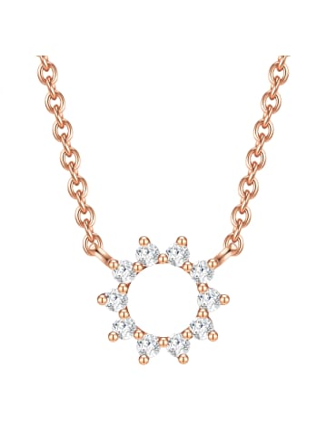 Glanzstücke München Halskette Blume/Kreis Sterling Silber Zirkonia in roségold