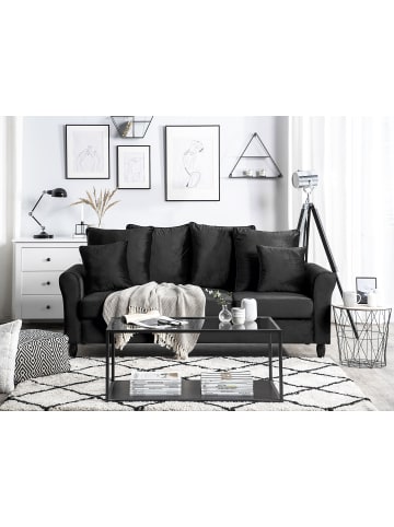 Beliani 3-Sitzer Sofa BORNHOLM in Schwarz - (W) 197 x (H) 76 x (L) 79 cm
