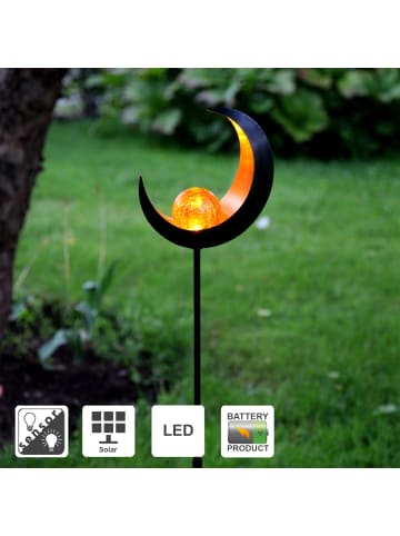 STAR Trading Solar-Gartenstecker ,Melilla', Mond, bernsteinfarbene Kugel mit Licht,