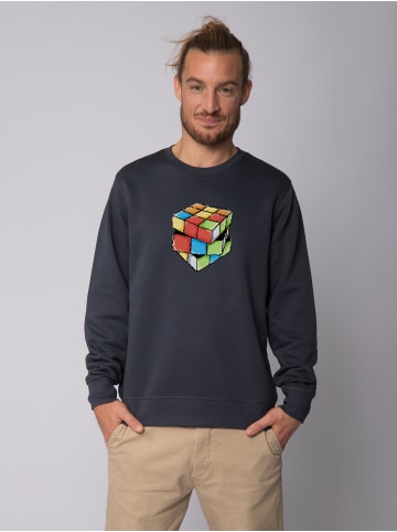 wat? Apparel Sweatshirt Pixel Zauberwürfel in India Ink Grey