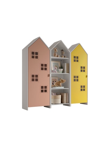 58 aufm Kessel REGALSCHRANK Set Kania 173x37x171 MDF Weiß /Bunt