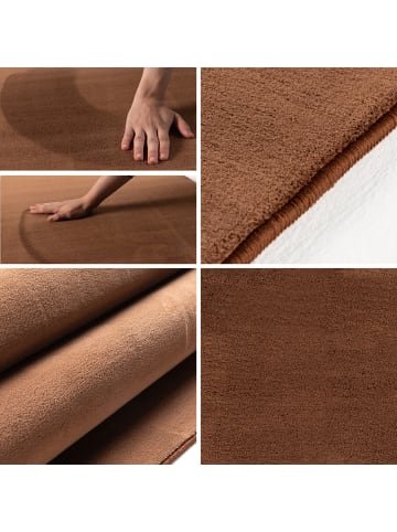 KADIMA DESIGN Teppich Kurzflor Waschbar Einfarbig LECH Microfaser OEKO-TEX in Braun