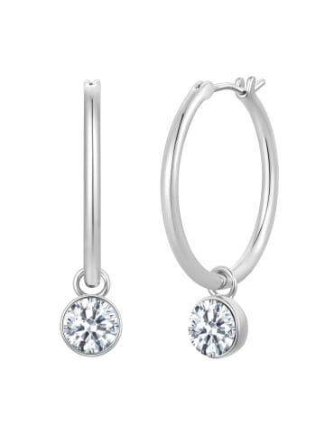 Lulu & Jane Creolen aus Messing mit Glaskristall in silber