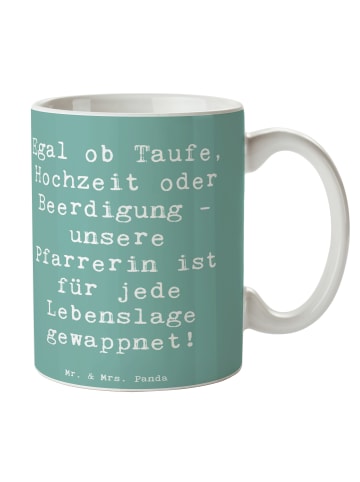 Mr. & Mrs. Panda Tasse Spruch Pfarrerin Immer Da mit Spruch in Meeresbrise