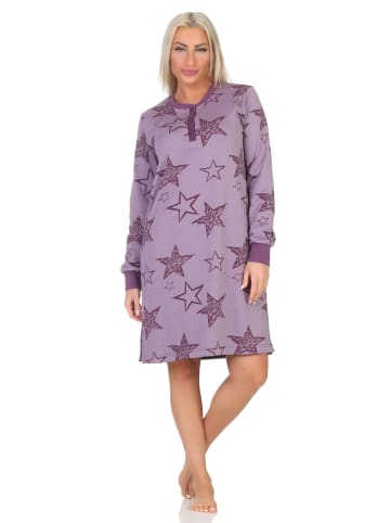 NORMANN Frottee Nachthemd langarm Bündchen Sterne - 87600 in beere