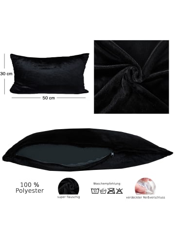 JACK 2er Set Teddy Flausch Kissen 40x40cm in Schwarz