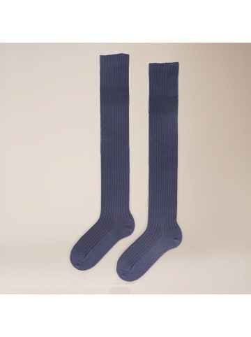 Kunert Overknees Ajour Stripe gemustert in gentian blue
