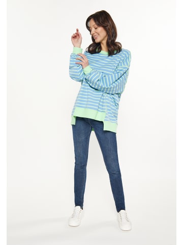 usha BLUE LABEL Women Sweatshirt in sky blue stripe