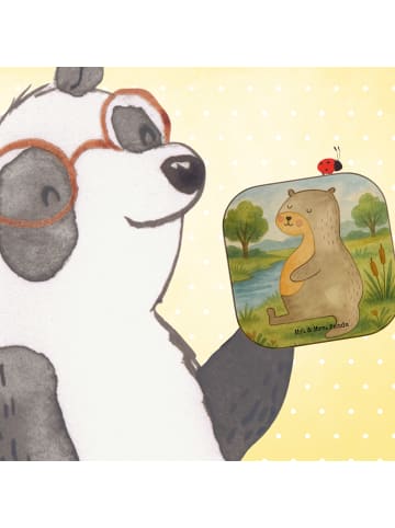 Mr. & Mrs. Panda Untersetzer Glas Otter Bauch Design ohne Spruch in Weiß
