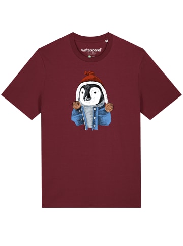 wat? Apparel T-Shirt Pinguin in Weinrot
