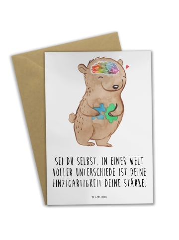 Mr. & Mrs. Panda Klappkarte Bär Autismus mit Spruch in Weiß