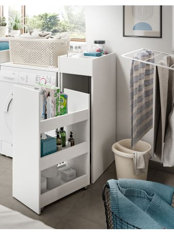 Inn.Furn Waschmaschinenschrank weiß Set 6-teilig 190 cm, Waschmaschinenumbau mit Stauraum