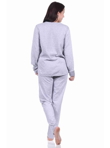 NORMANN Wende Pyjama langarm Schlafanzug - 70867 in grau
