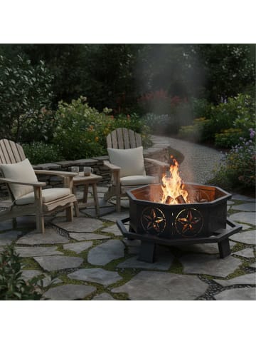 relaxdays Feuerschale in Schwarz - (H)36 x Ø 82 cm
