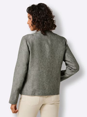 creation L Leinenblazer in khaki-weiß-meliert