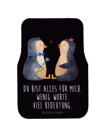 Mr. & Mrs. Panda Fahrer Autofußmatte Pinguin Pärchen mit Spruch in Schwarz