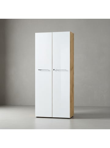 KADIMA DESIGN Aktenschrank Glasfront Büroschrank Modern in Chalet-Eiche-Nb.-Weiß