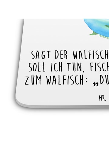 Mr. & Mrs. Panda Getränkeuntersetzer Walfisch Thunfisch mit Spruch in Weiß