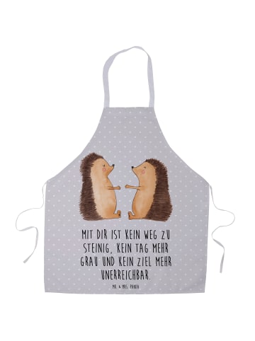 Mr. & Mrs. Panda Kochschürze Igel Liebe mit Spruch in Grau Pastell