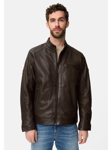 Camel Active Biker Lederjacke mit Innentaschen in Dunkelbraun