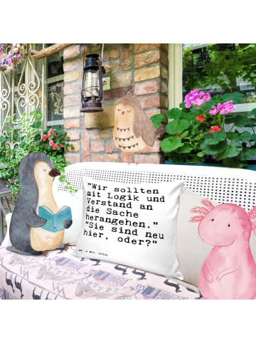 Mr. & Mrs. Panda Sofa Kissen "Wir sollten mit Logik... mit Spruch in Weiß