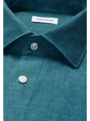 Seidensticker Leinenhemd Shaped in Türkis
