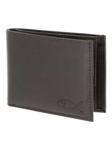 oxmox Leather Geldbörse RFID Schutz Leder 11 cm braun-freedom fish