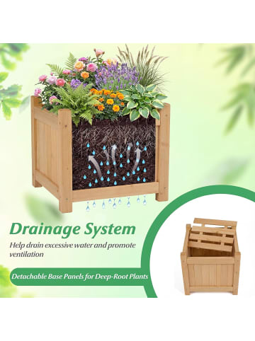 COSTWAY Blumenkasten mit Gartenbank 105 x 26,5 x 29,5 cm in Beige