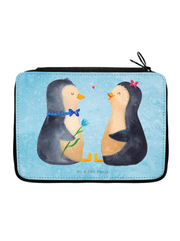 Mr. & Mrs. Panda Federtasche Pinguin Pärchen ohne Spruch in Eisblau