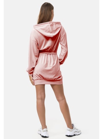 enflame Long Oversized Hoodie Dress Nicki Velours Kapuzen Pullover Kleid in Altrosa