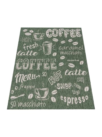 KADIMA DESIGN Teppich Kurzflor Schriftzug Wohnzimmer in Grün