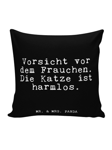Mr. & Mrs. Panda Kissen Vorsicht vor dem Frauchen.... mit Spruch in Schwarz