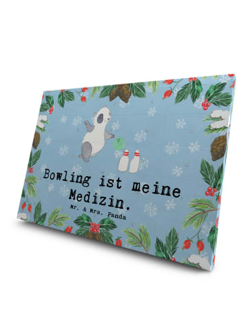 Mr. & Mrs. Panda Adventskalender Panda Bowling mit Spruch in Eisblau