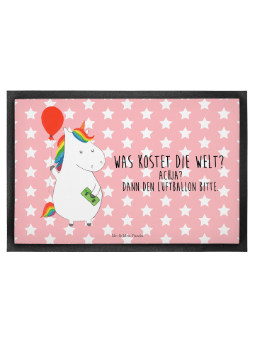 Mr. & Mrs. Panda Fußmatte Einhorn Luftballon mit Spruch in Rot Pastell