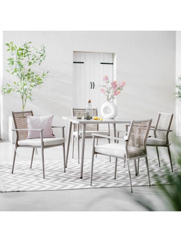 home24 Gartenessgruppe Sula 5-teilig in Beige