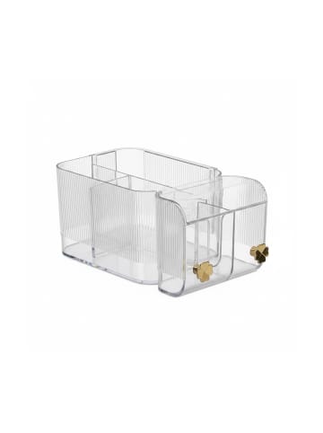 relaxdays Kosmetik Organizer in Transparent/ Gold - (B)24 x (H)10 x (T)12,5 cm