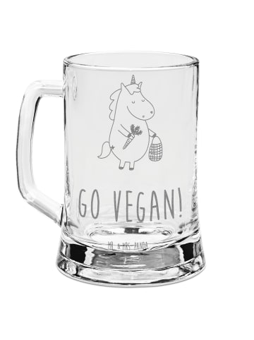 Mr. & Mrs. Panda Gravur Bierkrug Einhorn Vegan mit Spruch in Transparent