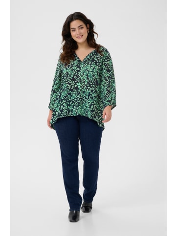 KAFFE curve Kurzarm-Bluse KCjanni Regular fit in Green Leopard