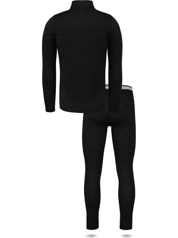 Normani Outdoor Sports Herren Merino Langarmshirt und Hose Canberra/Sydney in Schwarz