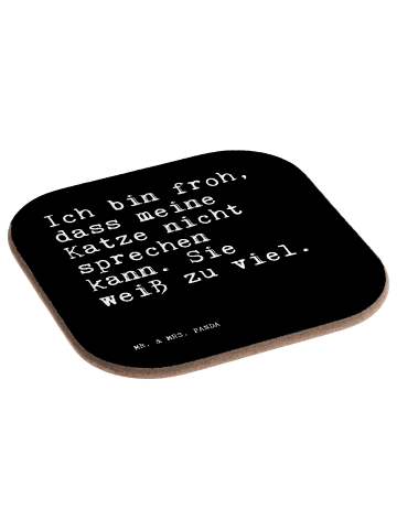 Mr. & Mrs. Panda Glas-Untersetzer Ich bin froh, dass... mit Spruch in Schwarz