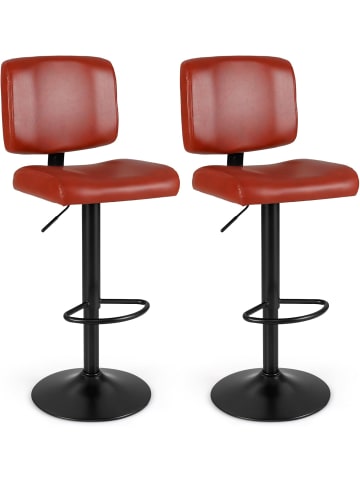 COSTWAY Barhocker 2er Set drehbar in Rot