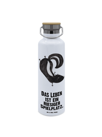 Mr. & Mrs. Panda Thermosflasche Stinktier Handstand mit Spruch in Weiß