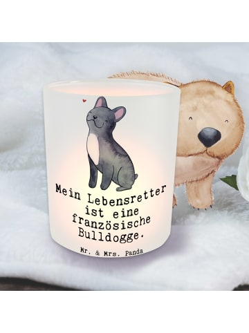 Mr. & Mrs. Panda Glas Windlicht Französische Bulldogge Lebensret... in Transparent